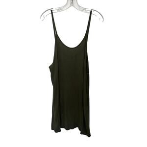 Purr Melrose Olive Green Slinky Mini Dress Spaghetti Straps Oversized Small Boho